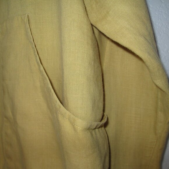 Chicos Design Women's Jacket Sz 2 100% Linen Full Zip Yellowl Bomber Pockets - Picture 6 of 11